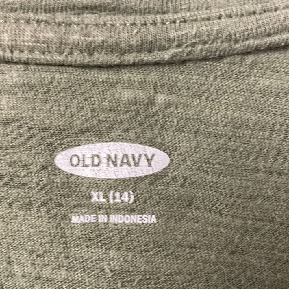 Old Navy 3/4 Sleeve Tee with ruffle, XL 14, 100% cotton, olive green